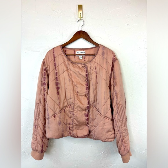MARRAKECH Anthropologie Quilt Tie Dye Jacket Pink Mauve Crop Extra‎ Large Pocket - Picture 1 of 15